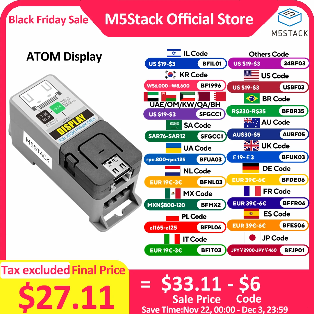 M5Stack Official M5Stack Atom PSRAM - LCD Display Driver Kit