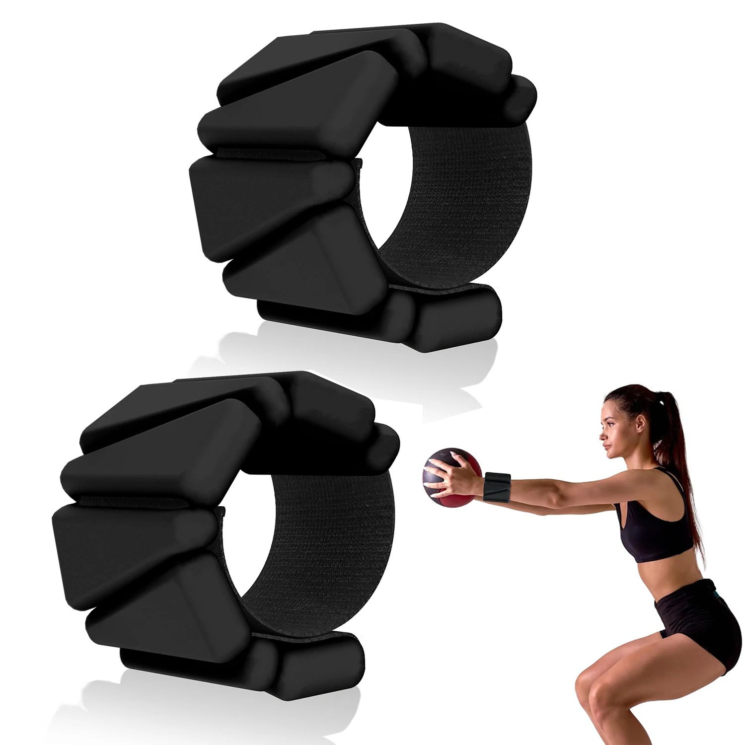 Verstellbare Handgelenkgewichte – 2er-Set, schwarz (je 0,9 kg), langlebige, tragbare Handgelenk- und Knöchelgewichte für Yoga, Tanz, Ballett, Pilates, Aerobic, Aerobic, Gehen