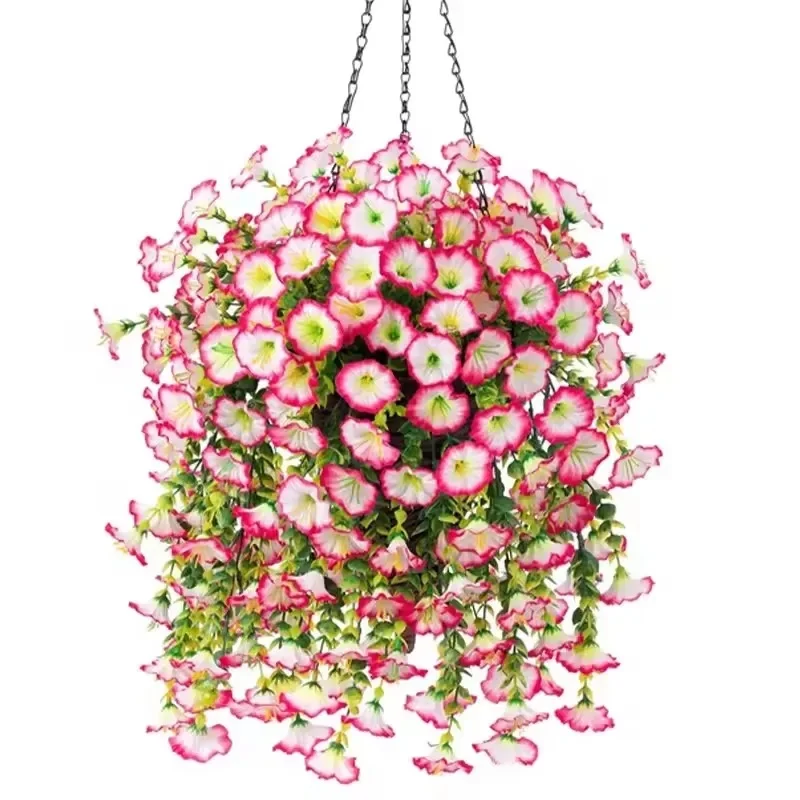 1/10PCS Kunstmatige Morning Glory Hangende Bloemen Nep Bloem Outdoor Huis Tuin Muur Opknoping Petunia Planten Bruiloft Decoratie - afbeelding 2