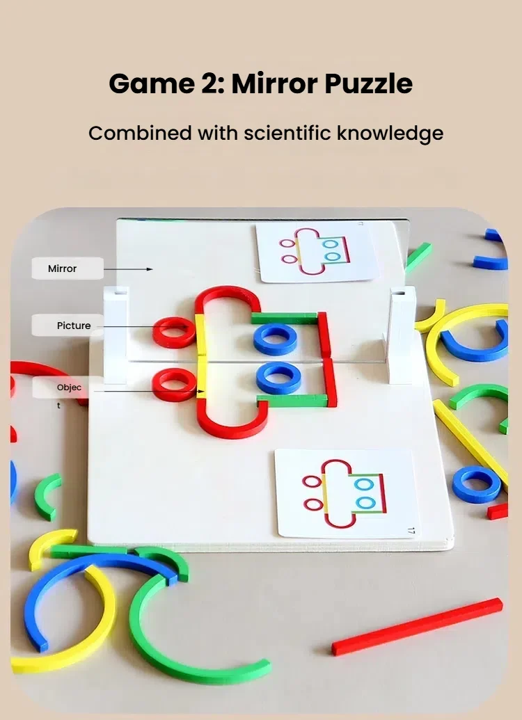 Montessori Spiegel Puzzle Spielzeug für Kinder Holz Frühe Pädagogische Spielzeug Logisches Denken Raum Training Gehirn Spiel Reise Spielzeug Geschenke – Detail 12
