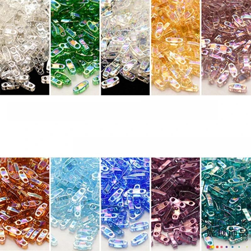 Importowane z Japonii Miyuki 1/4 Tila Beads 5 * 1.2 * 1.9mm 12 kolorowych przezroczystych koralików Diplopore Beads 3g — zdjęcie 2