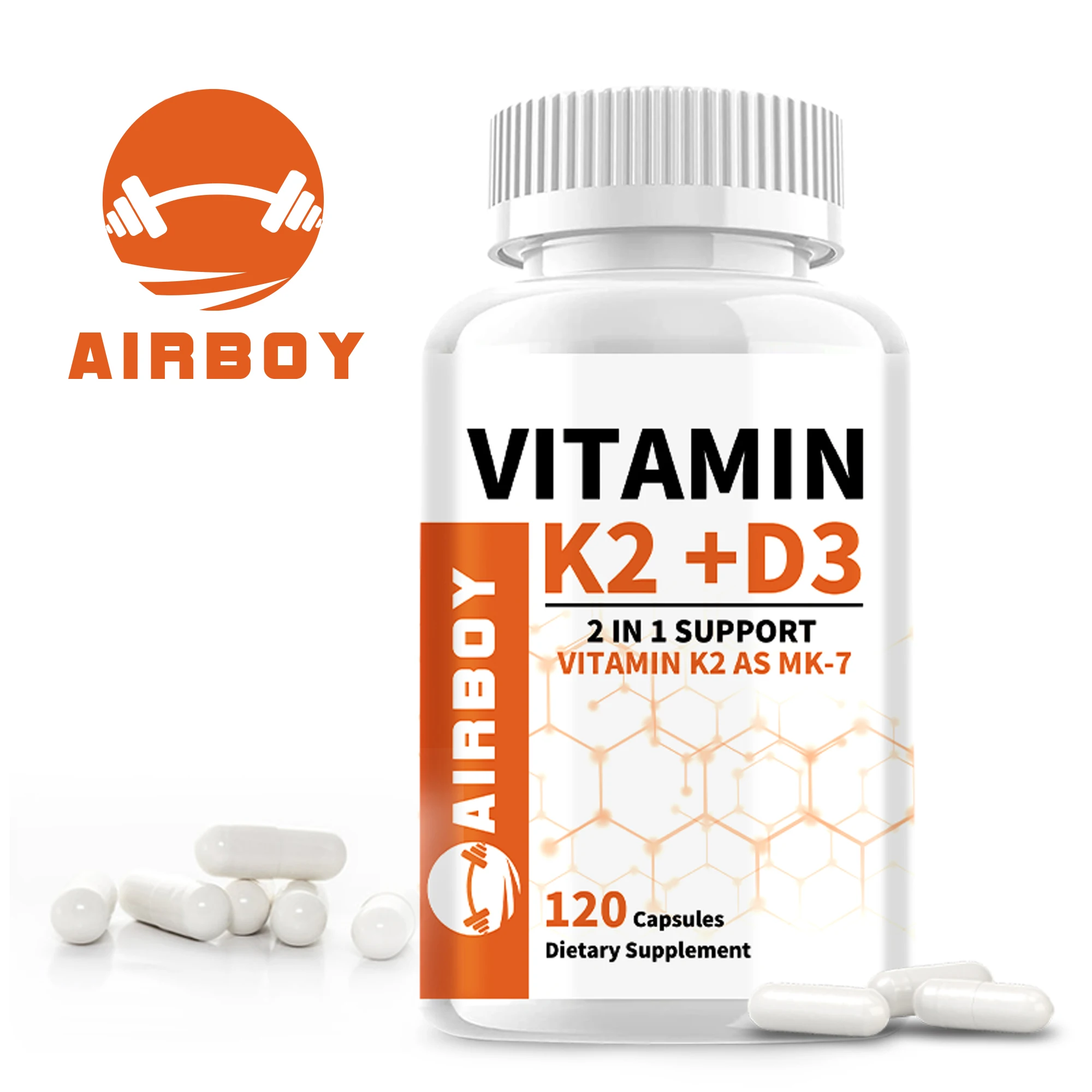 Vitamin K2+D3 Supplement - Joint, Bone and Immune Health, Promotes Calcium Absorption - 120 Capsules