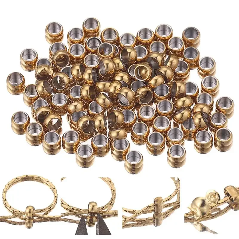 Perles en acier inoxydable pour création de bijoux, 100 pièces, diamètre 1.5/2/2.5/3/3.5/4mm