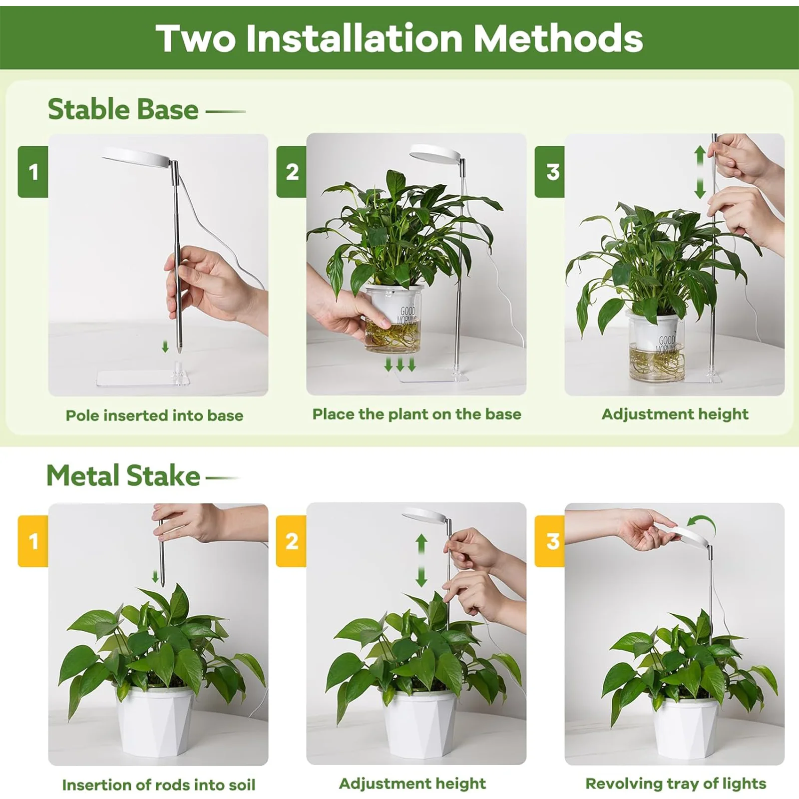 ضوء نمو النبات الداخلي LED 3/9/12H مؤقت تشغيل/إيقاف USB 5 فولت ارتفاع قابل للسحب، نبات أشعة الشمس مقلد الطيف الكامل، مصباح نباتي