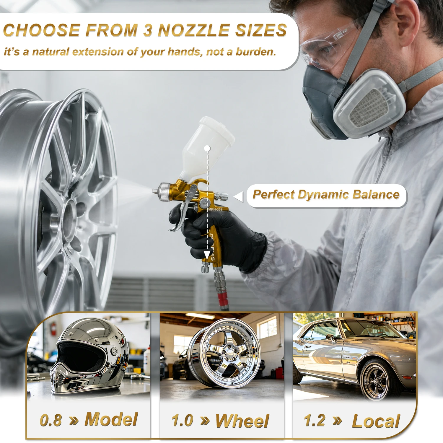 Original PORPHIS Spray Gun MPH-338 LVLP Paint Spray Gun 0.8/1.0mm Nozzle Air Spray Gun Varnish Paint Sprayer mini spray gun