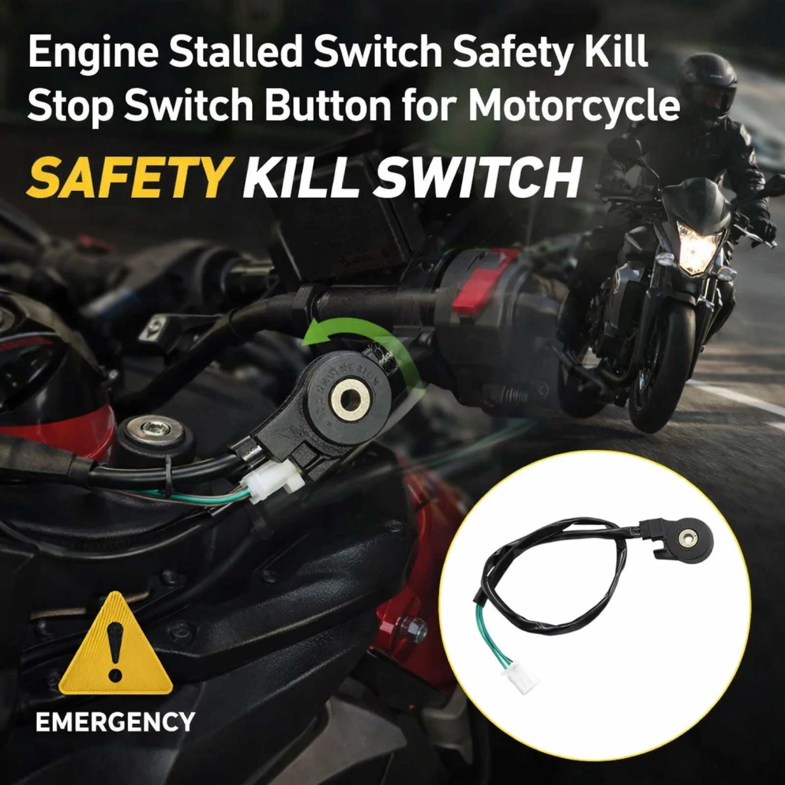 Flameout Switch Side Foot Kick Stand Support Sensor for Motorcycle
