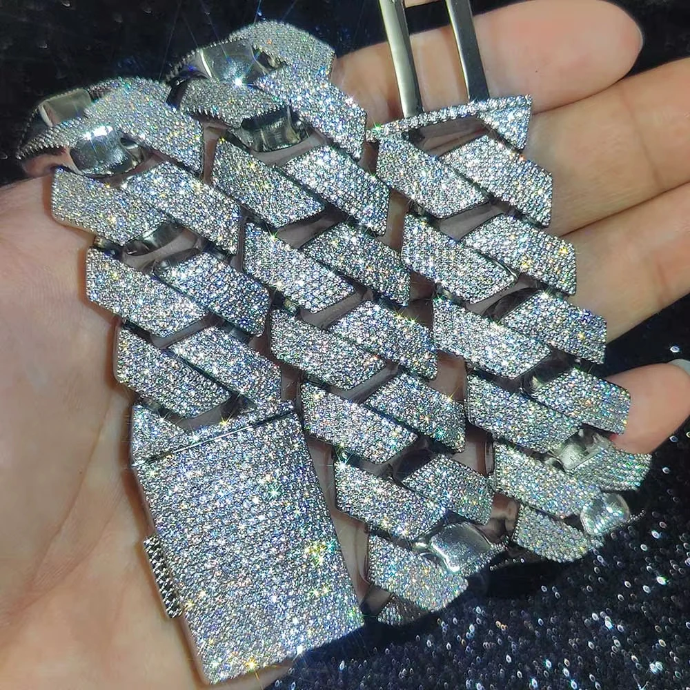 Hip Hop Jewelry Men Iced Out Chains Big Heavy 25mm Six Rows Cz Stone Cuban Link Chain High Quality Bling Necklace ﻿