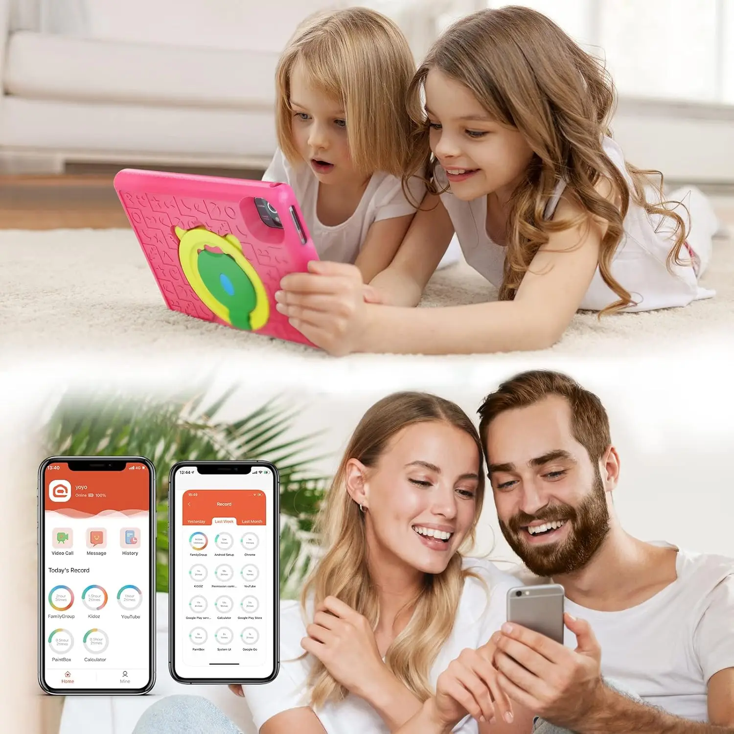 Tablet per bambini da 10,1 pollici Android 13 6 GB RAM 64 GB ROM 1 TB Espandi batteria da 5000 mAh Doppia fotocamera per bambini dai 3 ai 12 anni Controllo parentale