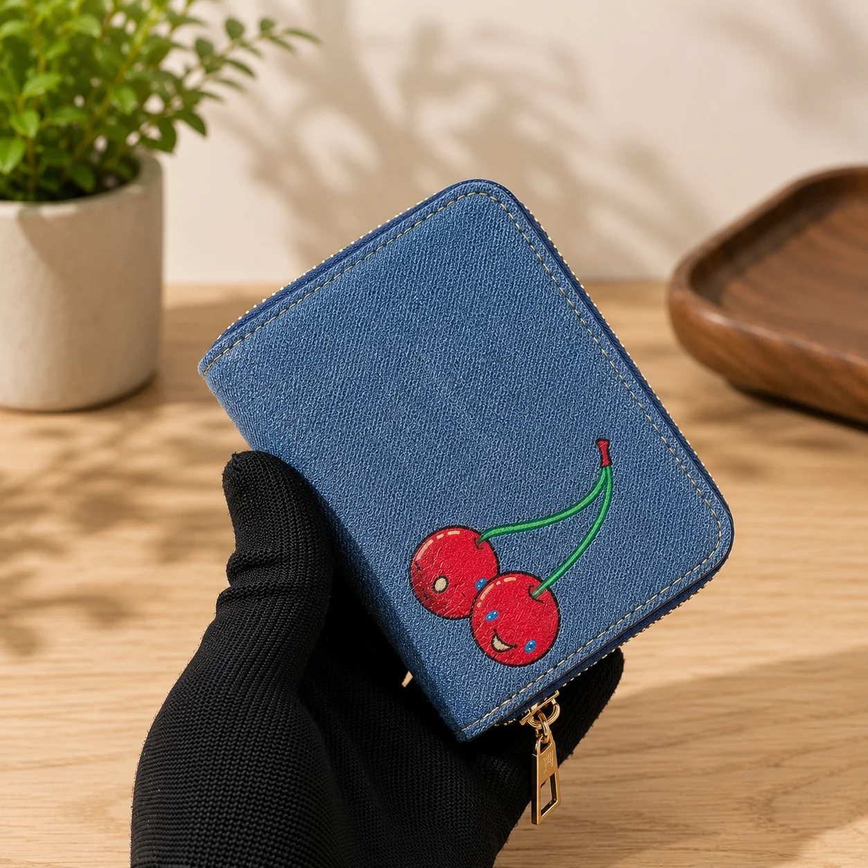 

2026 New Classic Cherry Graffiti Pattern Luxury Wallet/Coin Clip 11*8*2cm