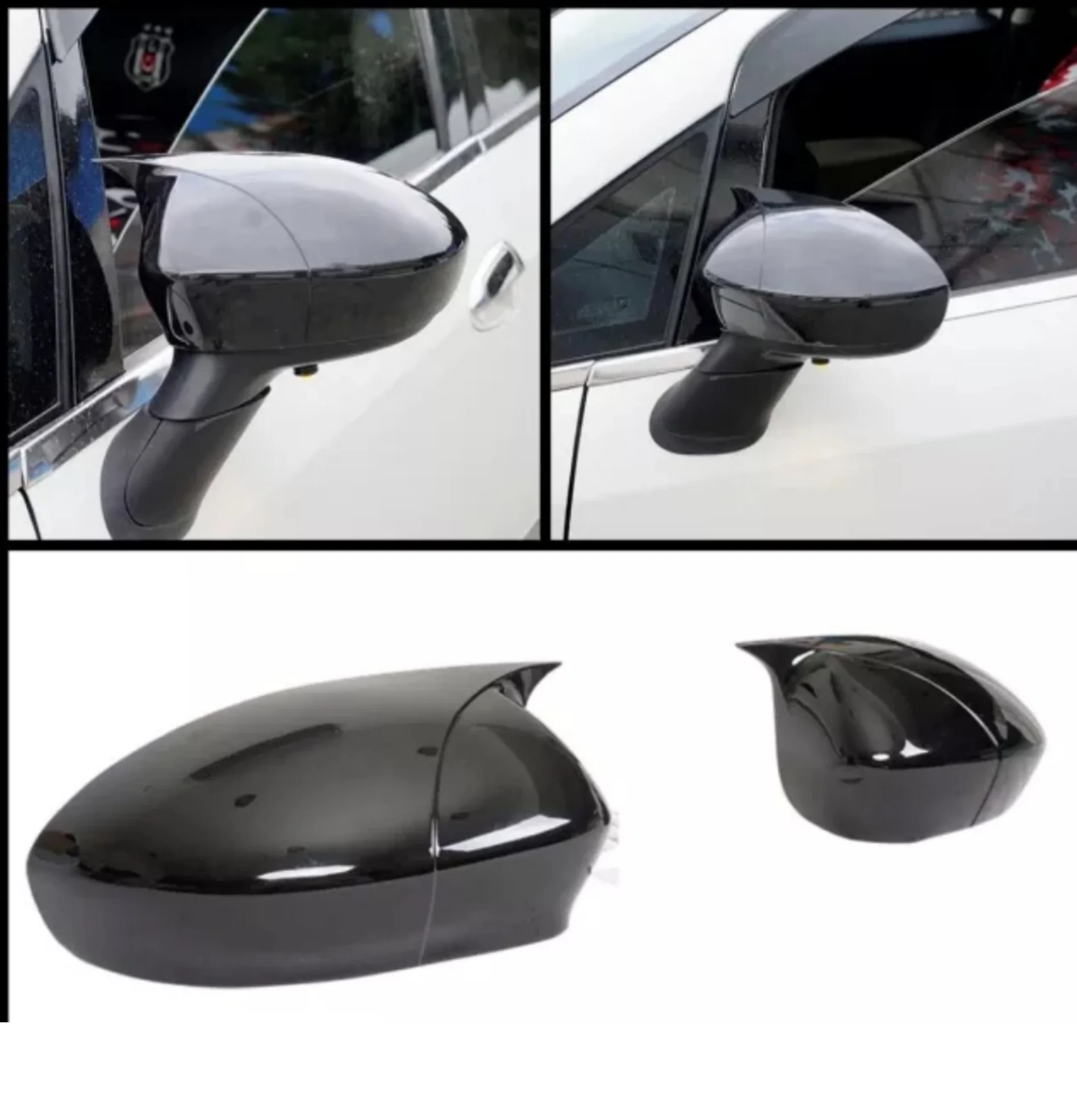 Bat Style Mirror Cover For Fiat Punto Evo 2009 2018 Car Accessories 2 Piece Cover Glossy Black Shields Exterior Parts Sport