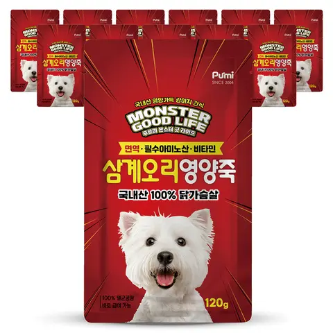푸르미 순살닭고기 영양식 120g x 12개입 삼계오리 면역력 대용량 강아지간식