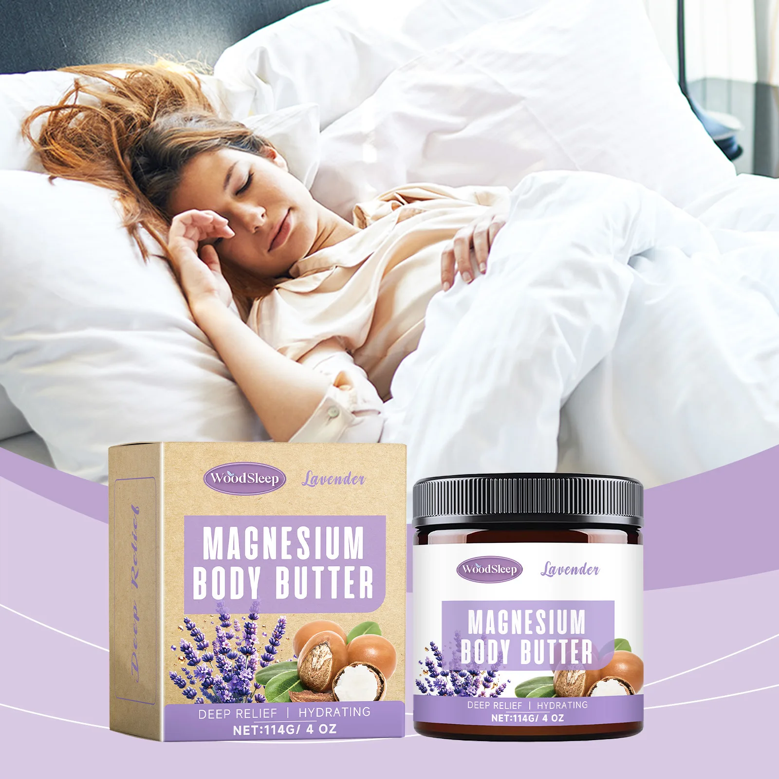 

Woodsleep 114 г магниевый крем-масло для тела, увлажняющий крем для успокаивания сухой кожи, снимает стресс, усталость, успокаивает, помогает спать, крем для тела
