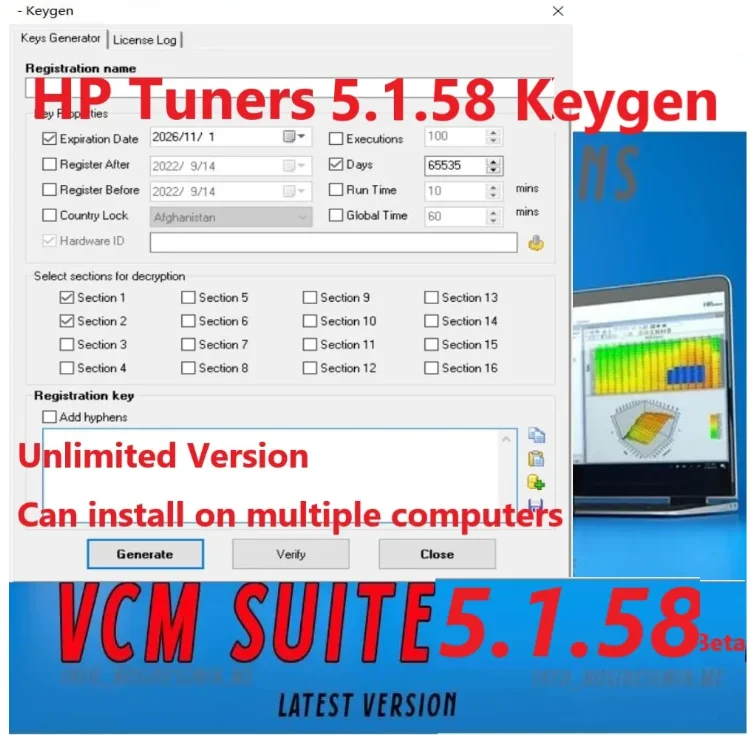 Newest Unlimited HP Tuners 5.1.58 Keygen for Multiple Computers VCM EDITOR BETA V5.1.58 Activator