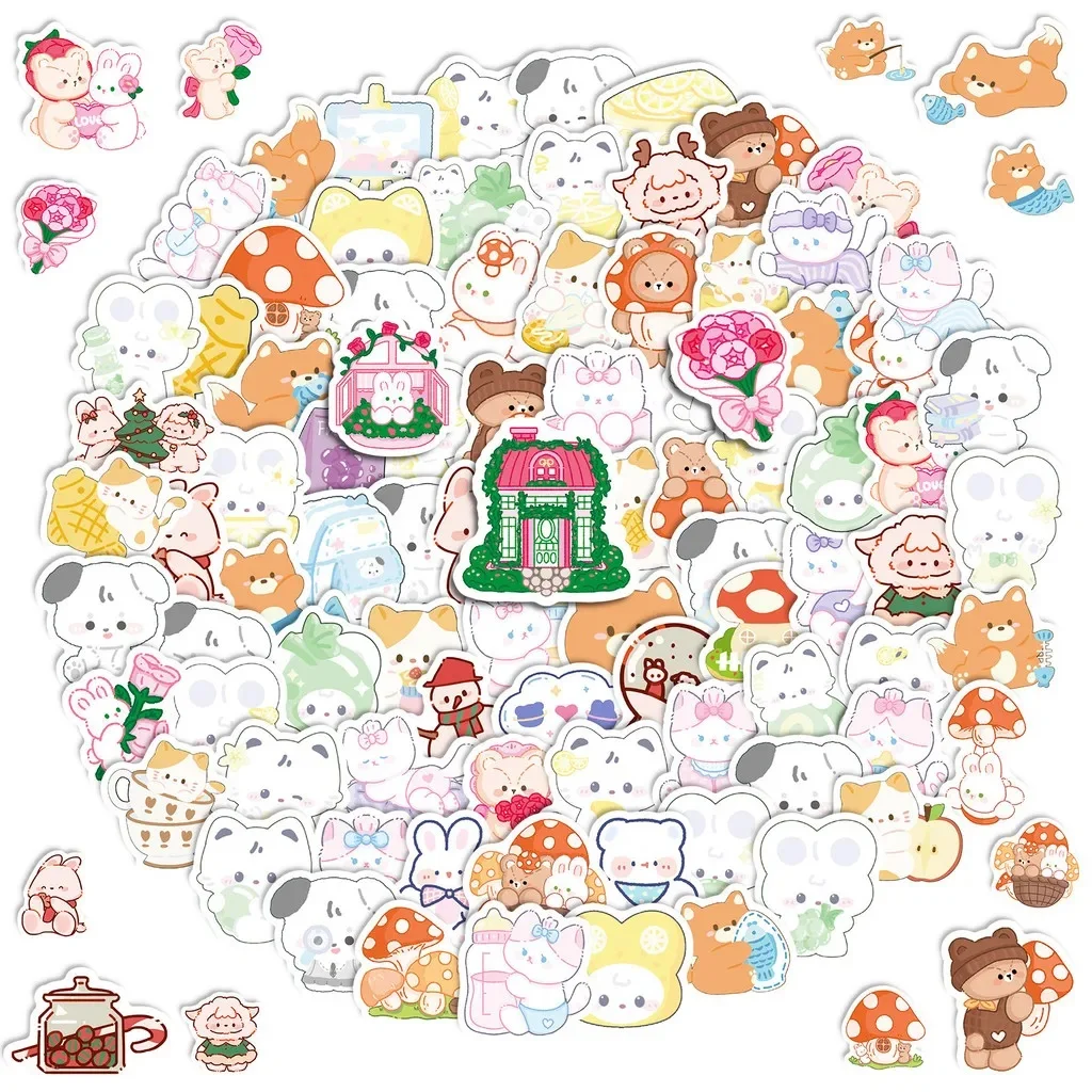 AliExpress 100PCS Cute Cartoon Lemon Cats Bears Graffiti Stickers for Bicycle Hand Account Pencil Case Decals