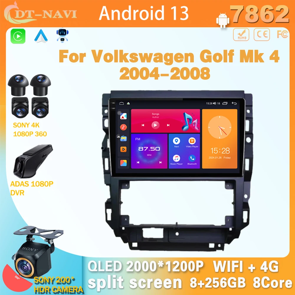 

Android 13 Car Radio For Volkswagen Golf Mk 4 2004-2008 Multimedia Audio Video 4G WIFI Carplay GPS Navigation BT DSP NO 2Din DVD