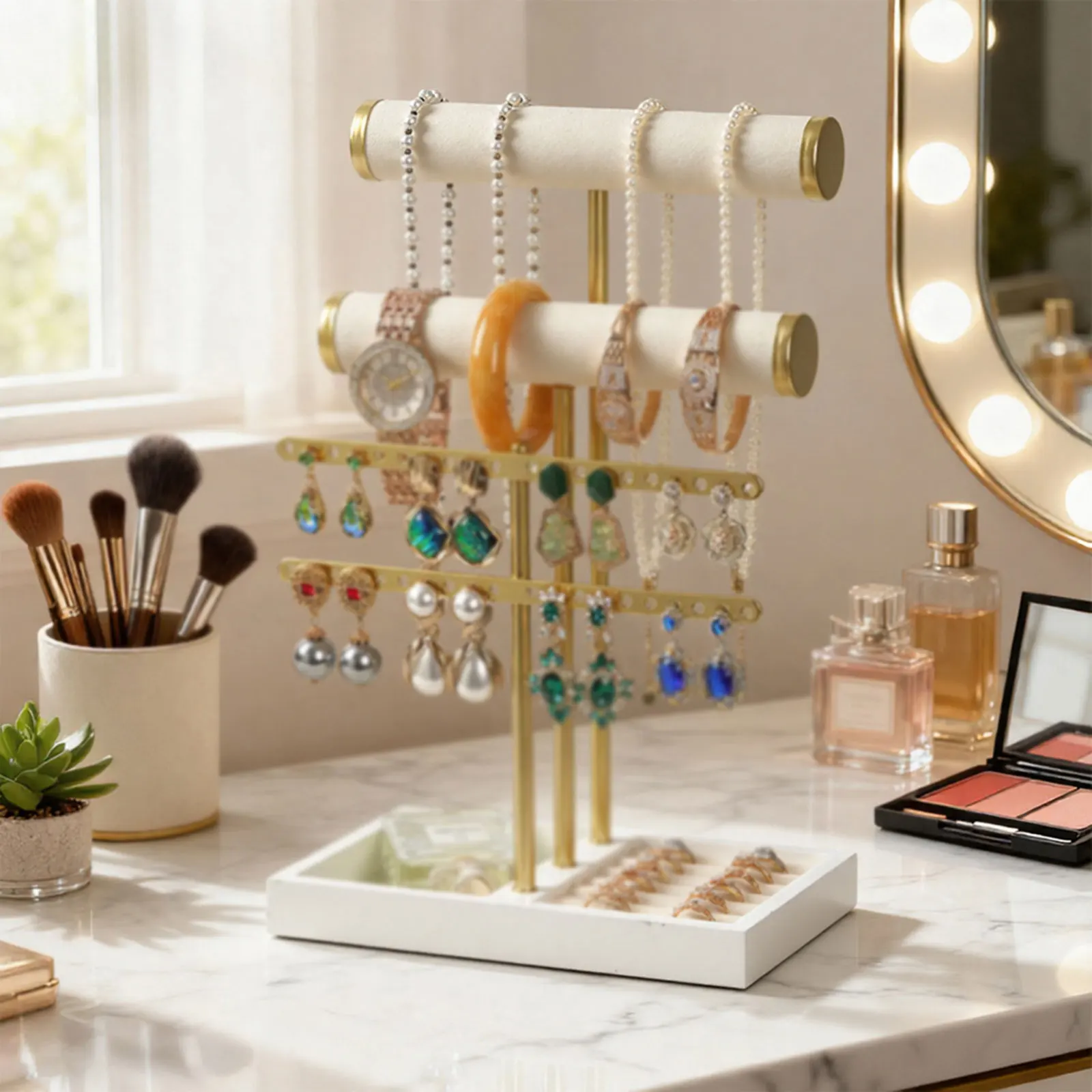 

Jewelry Organizer Elegant Watch Storage Multipurpose Tabletop Jewelry Display Stand Decor for Home Countertop Shop Selling Dress