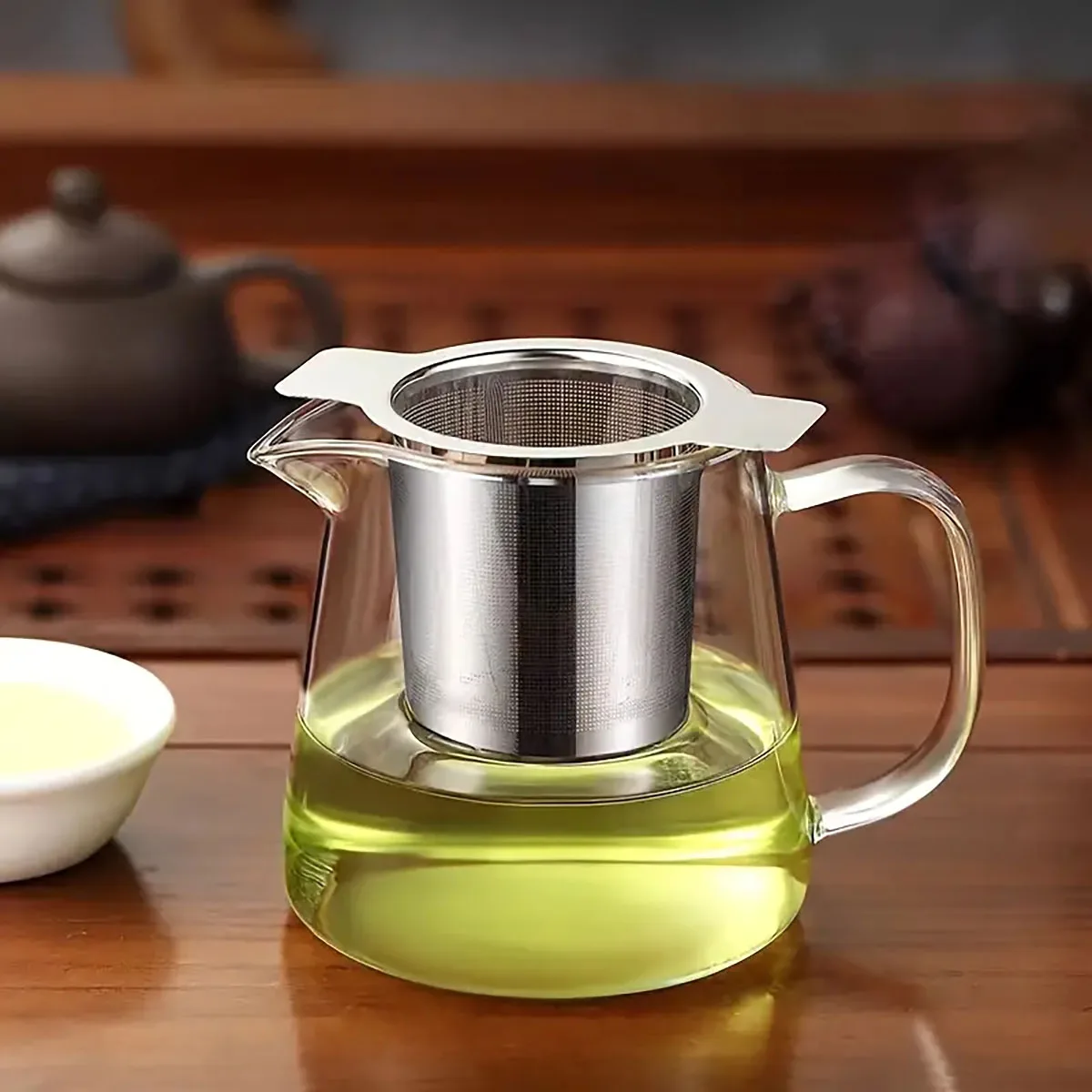 1 قطعة مقابض مزدوجة الفولاذ المقاوم للصدأ الشاي Infuser مع غطاء غرامة شبكة القهوة تصفية إبريق الشاي كوب معلق فضفاض ورقة مصفاة شاي المطبخ #1