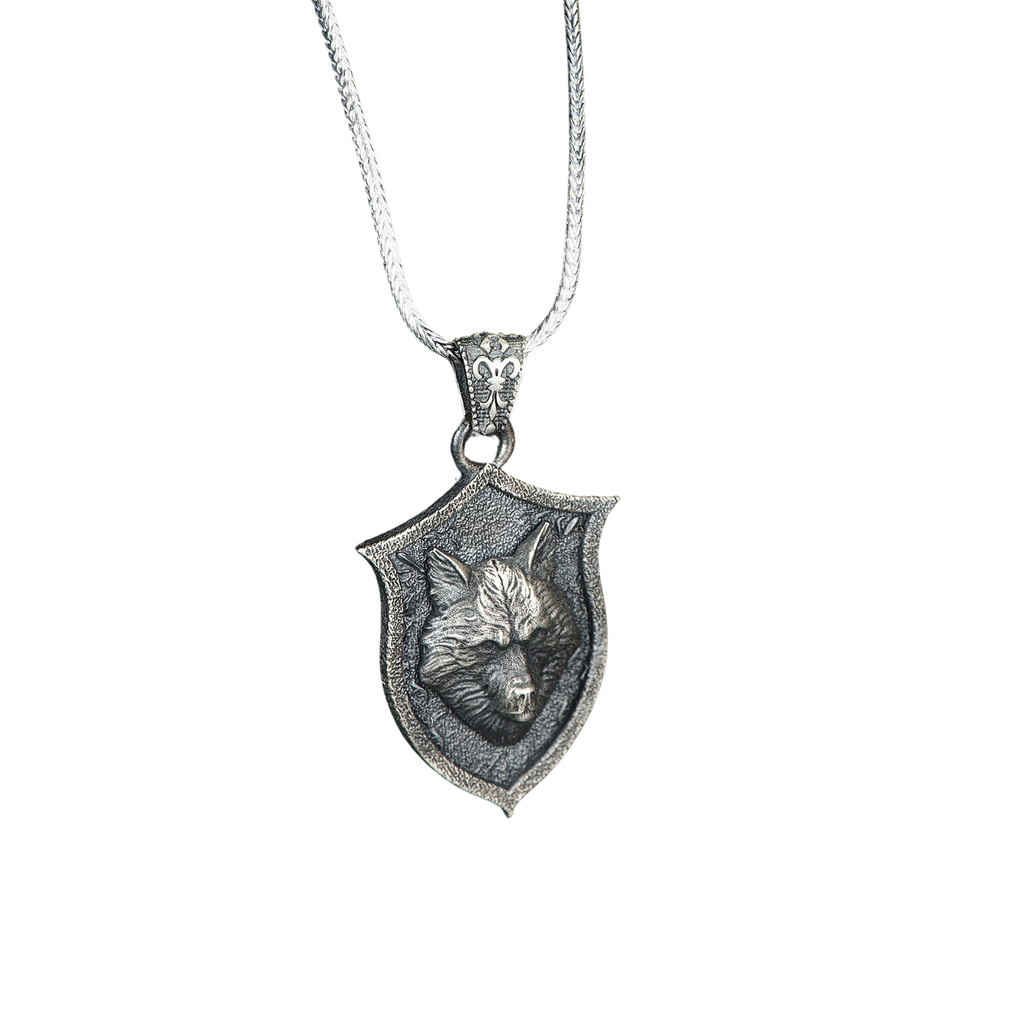 Wolf Model 925 Sterling Silver Men's Necklace