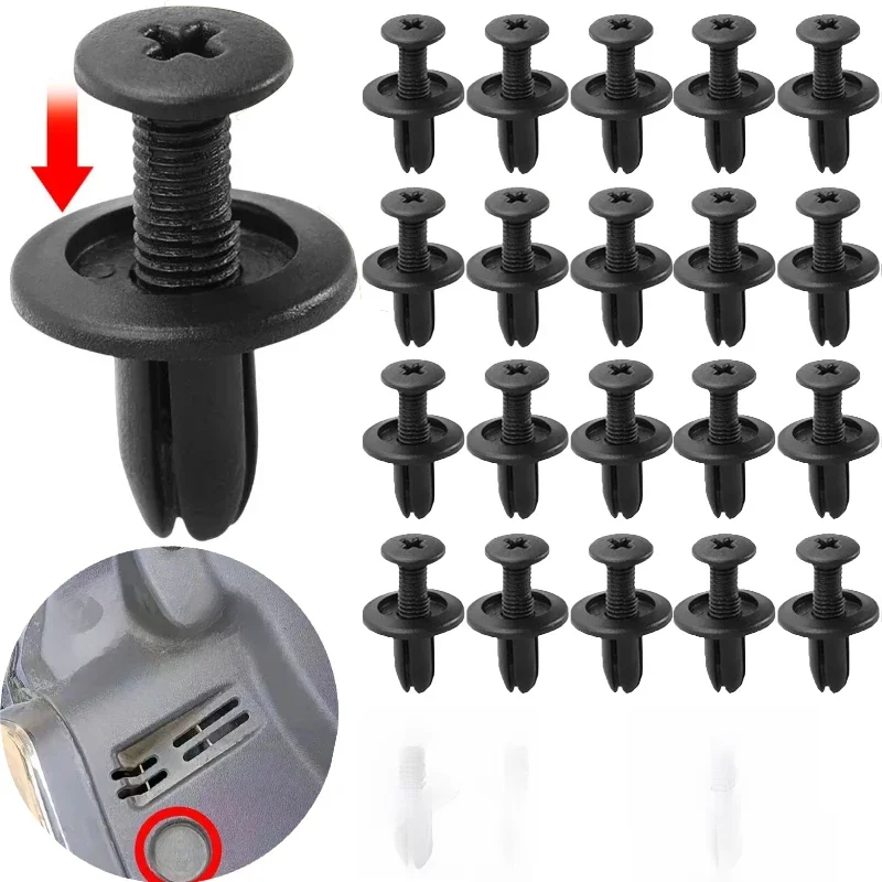 8mm/6mm Rivets en plastique attaches vis voiture garde-boue pare-chocs vis Clips Rivets Auto 8mm trou en plastique punaise Clip voiture accessoires