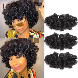 Tissage en Lot Brésilien Remy Ondulé 100% Naturel, Cheveux Courts et Bouclés, 6 Pièces/Lot