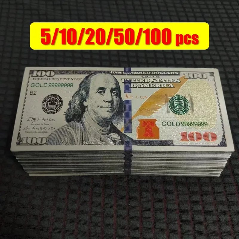 5 ~ 100 Stück US 100 Dollarscheine 100 Dollar versilberte Banknote Fake Money Sammlerstück Währung Souvenir Werbegeschenke