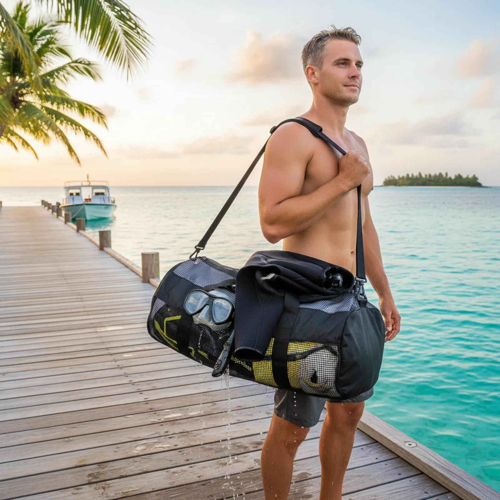 

Mesh Diving Duffle Bag Multipurpose Scuba Gear Pouch for Rafting Kayaking Swimming Durable Diving Equipment Bag