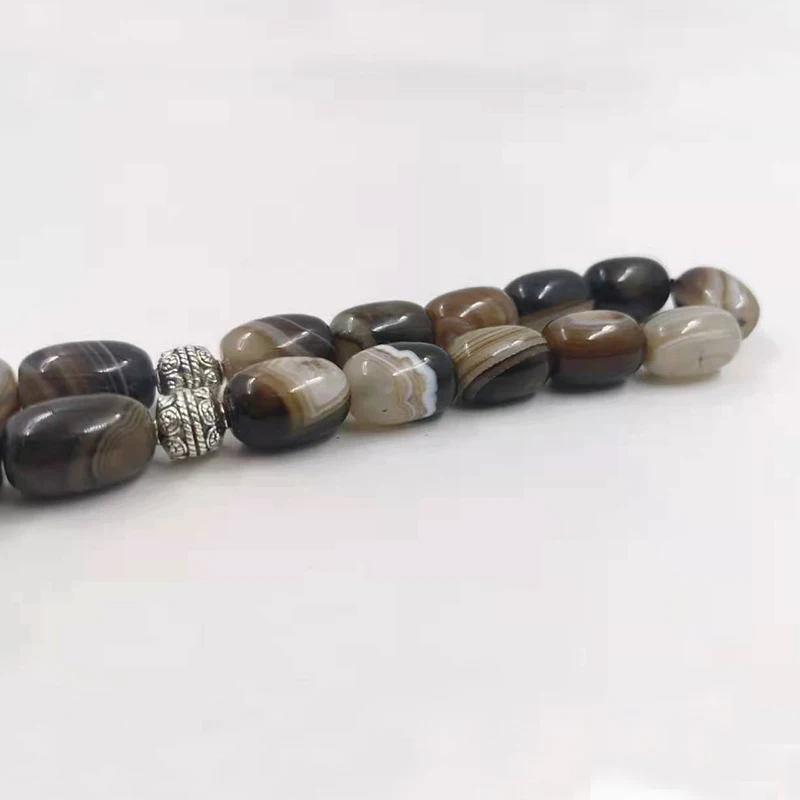 Tasbih13X18MM Brazilian natural barrel-shaped brown agate high-end gift Ramadan Eid gift collection art 33 beads