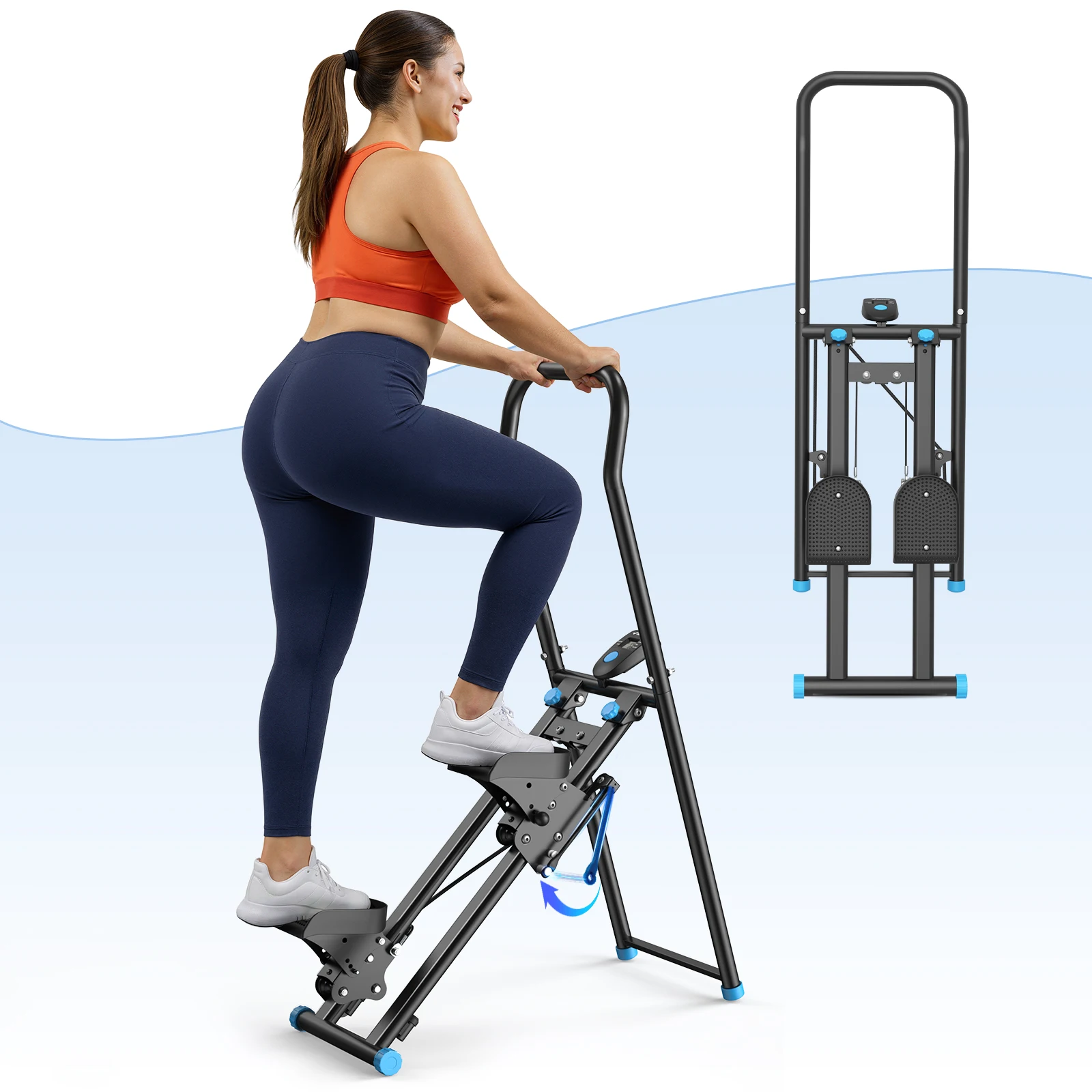 MERACH Treppensteiger für Heimfitness Neue Version Vertikaler Klettertrainer Ganzkörper-Workout Kompakter Klappbarer Cardio-Stepper