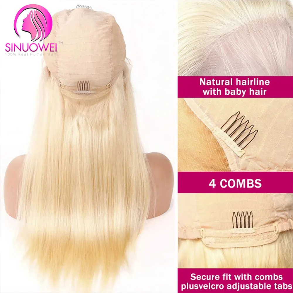 613 Straight Hair Transparent Lace Frontal Wig Honey Blonde Brazilian Lace Frontal Wigs 13x6 Lace Front Wig Preplucked For Women