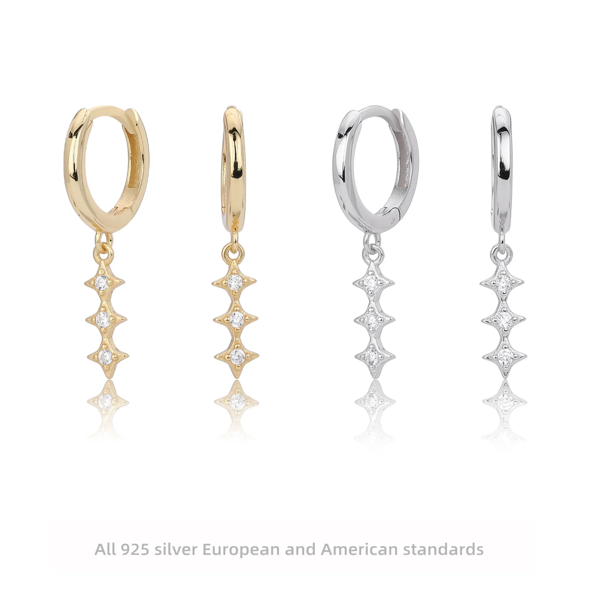 

S925 Sterling Silver Marquise Teardrop Diamond Earrings Dangle Hoops for Women Elegant Jewelry Gift