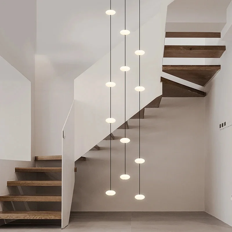LED minimalistische kroonluchter duplex gebouw zolder verlichtingsarmaturen Noordse hangende kroonluchter Villa draaiende trap hangend - afbeelding 2