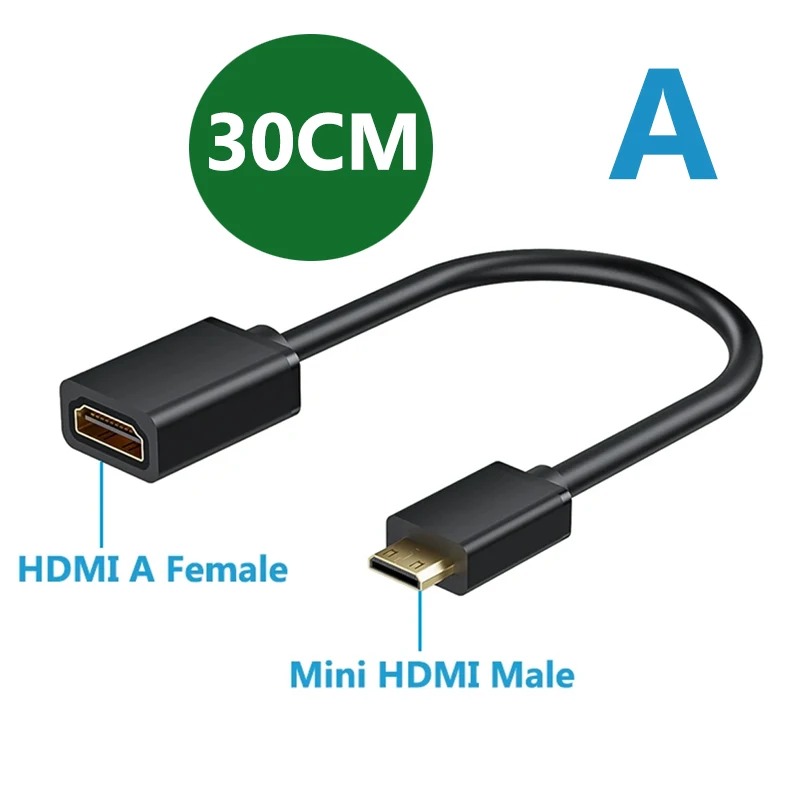 4K Mini HDMI to HDMI Cable HDMI 2.0 4K 60Hz Mini HDMI to HDMI Adapter Cable for Raspberry Pi Zero,Zero W,Zero 2W,Camera,Tablets