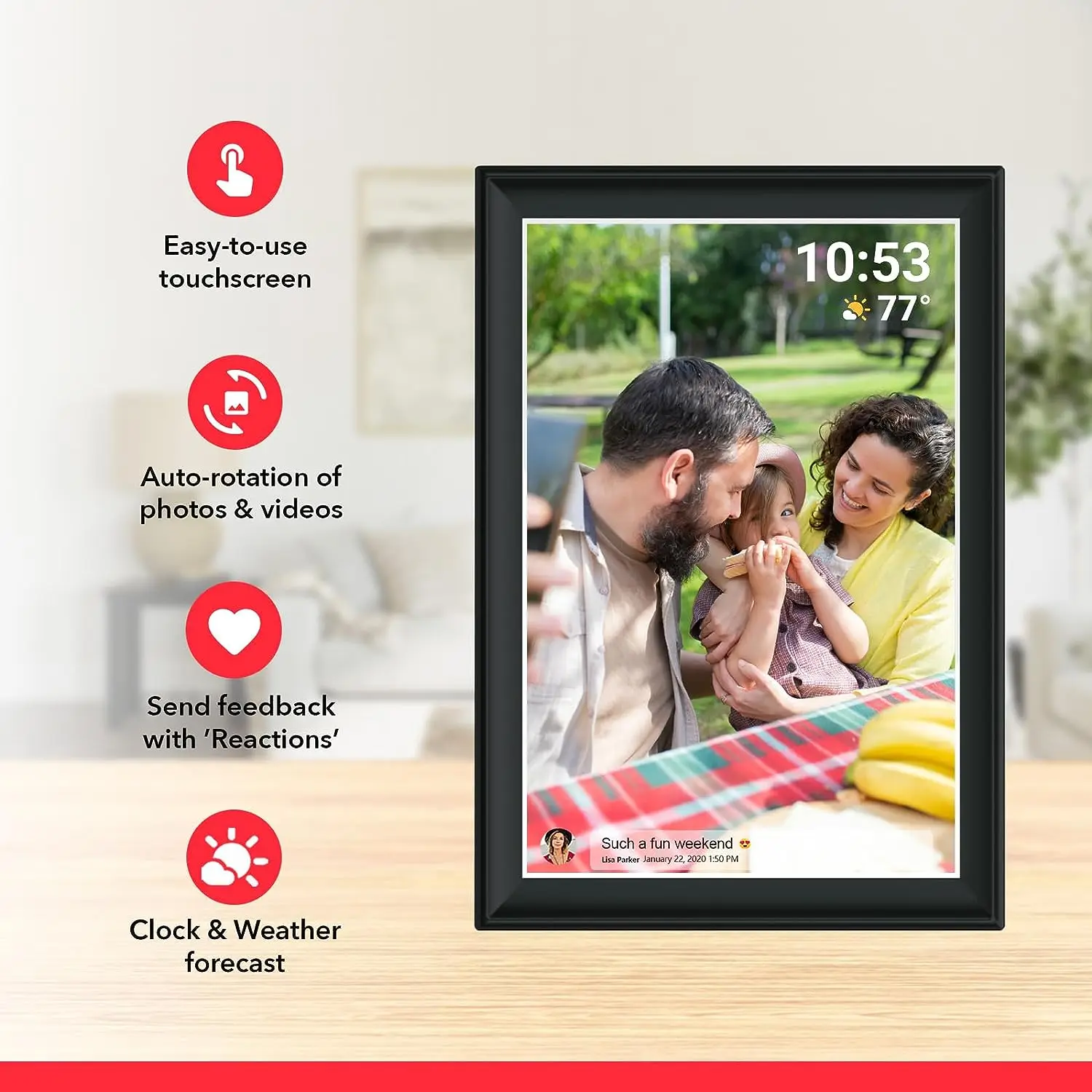 Умная фоторамка 2,4G/5G WiFi, цифровая фоторамка 10,5 дюйма IPS 1920x1280 Full HD, сенсорный экран, встроенная память 64 ГБ с помощью приложения rubbero
