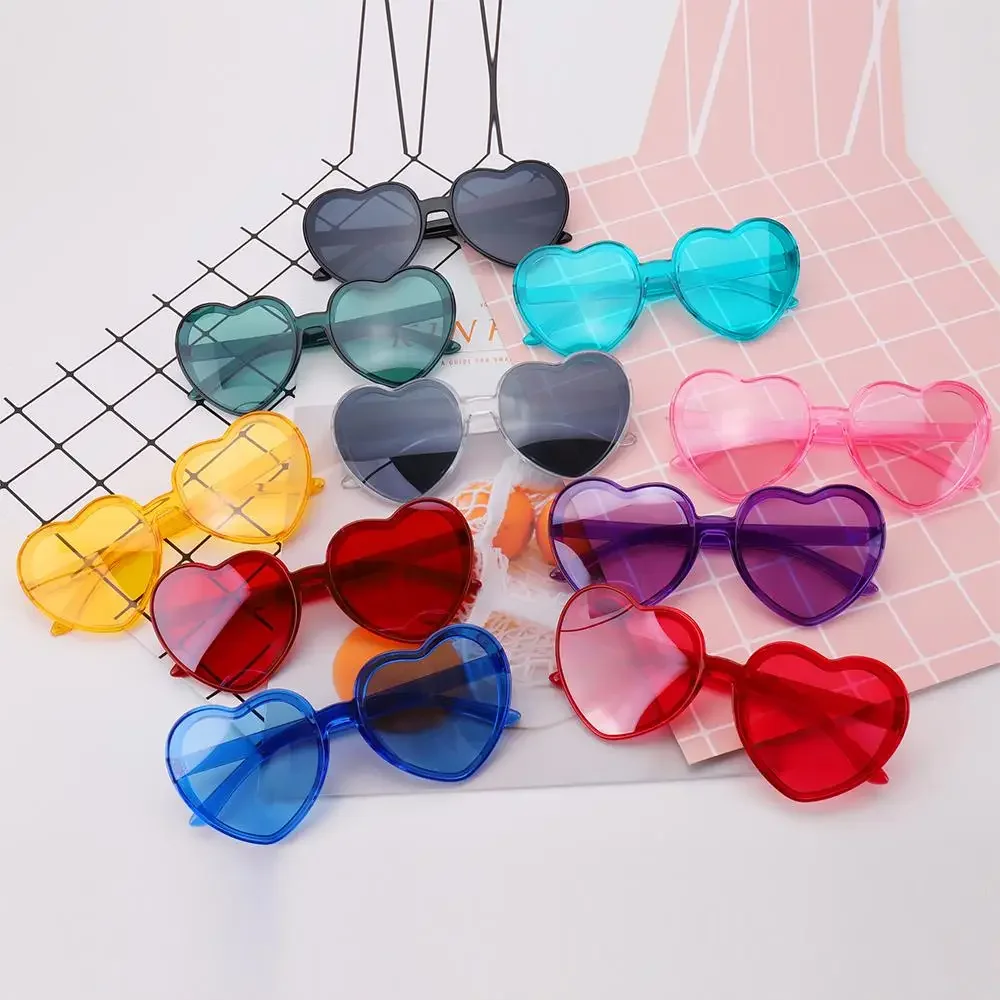 AliExpress Love Heart Shape Sunglasses Women Rimless Frame Tint Clear Lens Colorful Sun Glasses Female Red Pink Yellow Shades Travel