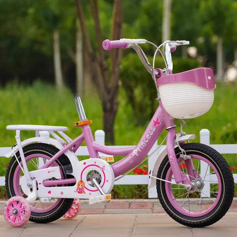 AliExpress miflame Princess Pink Bike with Rear Seat and Flash Assist Wheel for Children Cycling City Bike Baby Girl Bike New Hot 2024 DropShipping