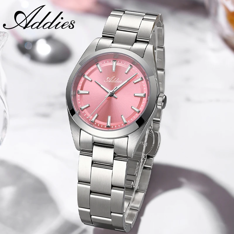 ADDIES New Luxury Quartz Watch for Woman Top Brand Sapphire Glass Women Watch Business 50m Waterproof Luminous Steel Wristwatch