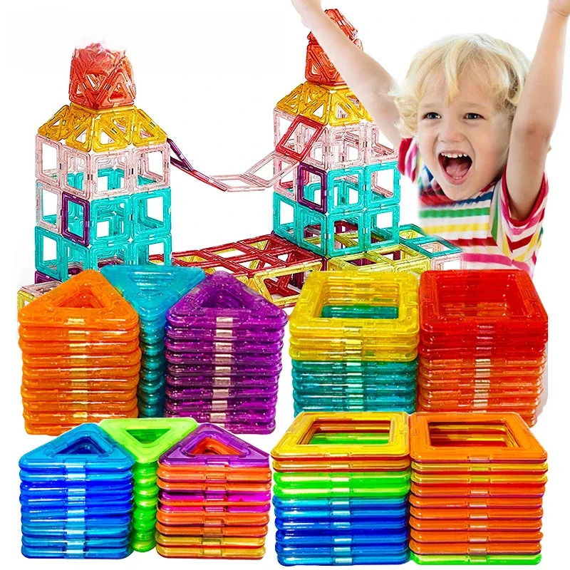 Blocos de construção magnéticos tamanho grande e mini tamanho diy ímãs brinquedos para crianças