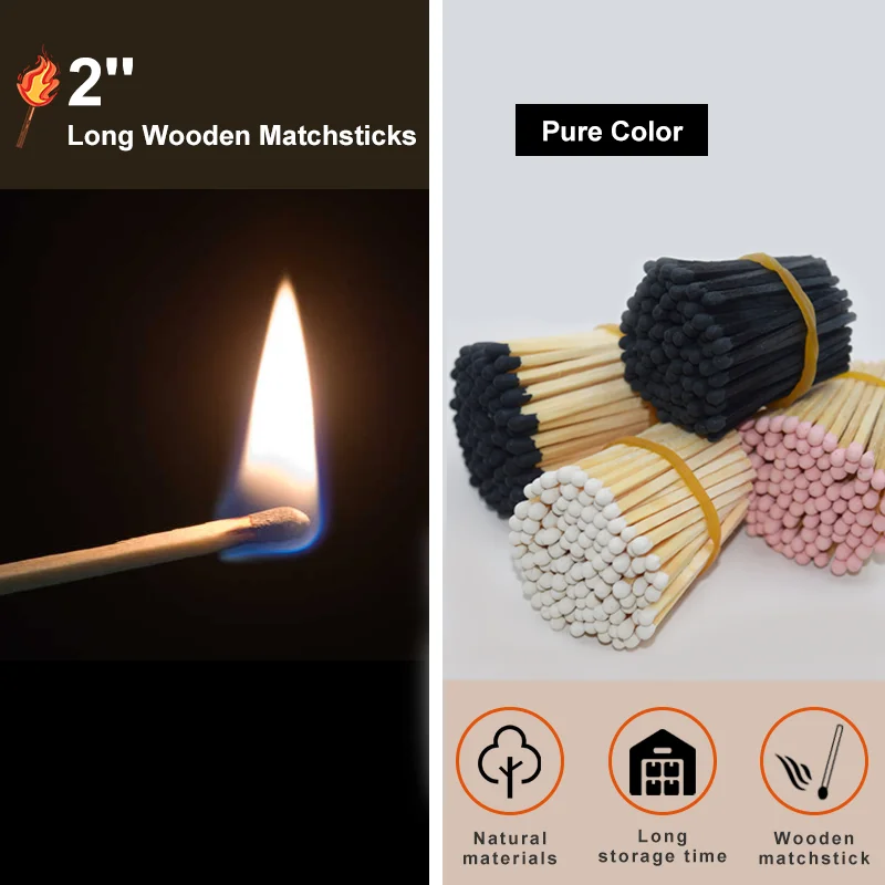 2 "Pure Kleur Lange Houten Lucifers met Strikers 100 Sticks Veiligheidsmatchsticks Groothandel voor Geschenken & Kaarsenliefhebbers Gratis Verzending