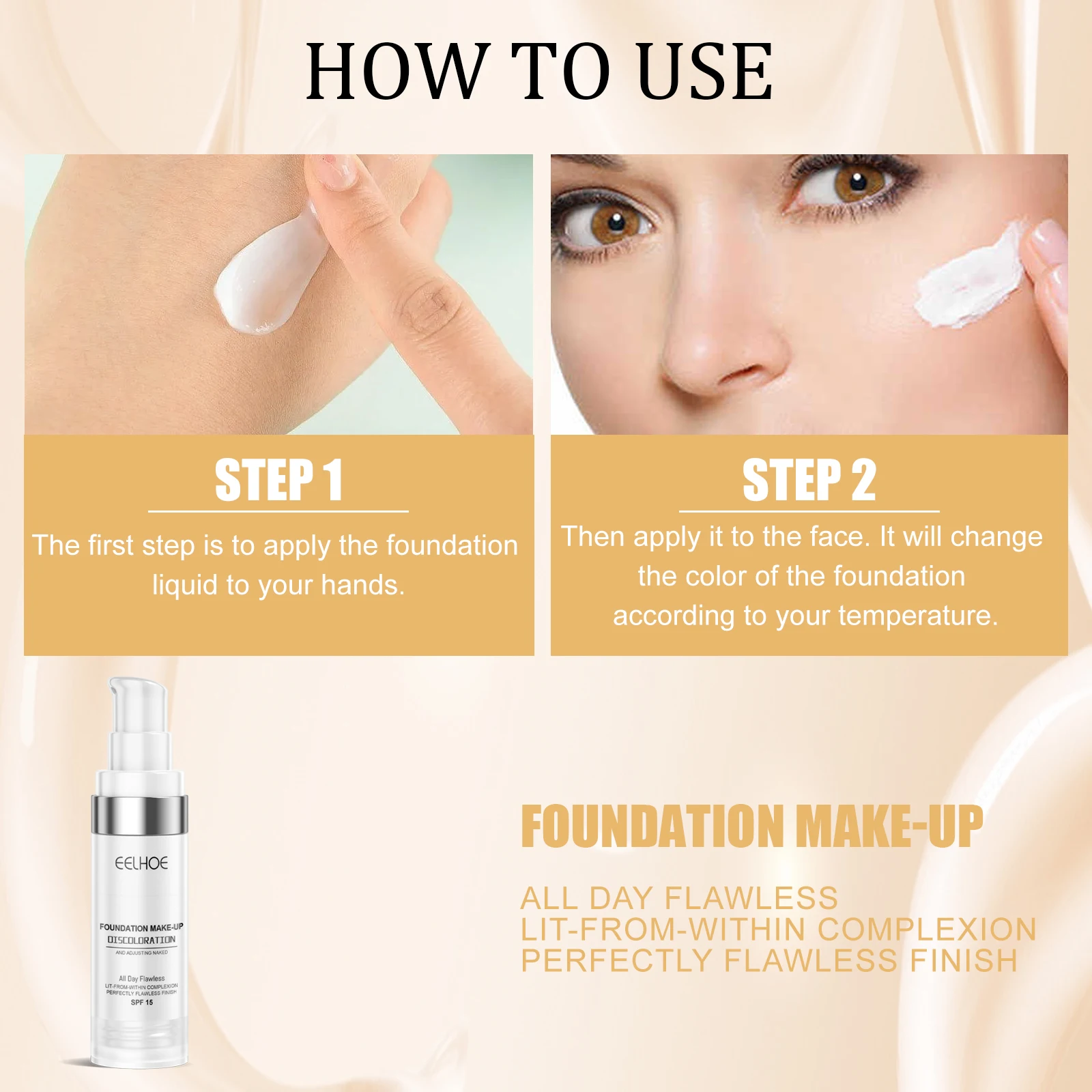 EELHOE Face Makeup Foundation Perfect Coverage Pore Shrink Moisturizing Oil Control Lasting Brightening Mild Makeup Foundaion