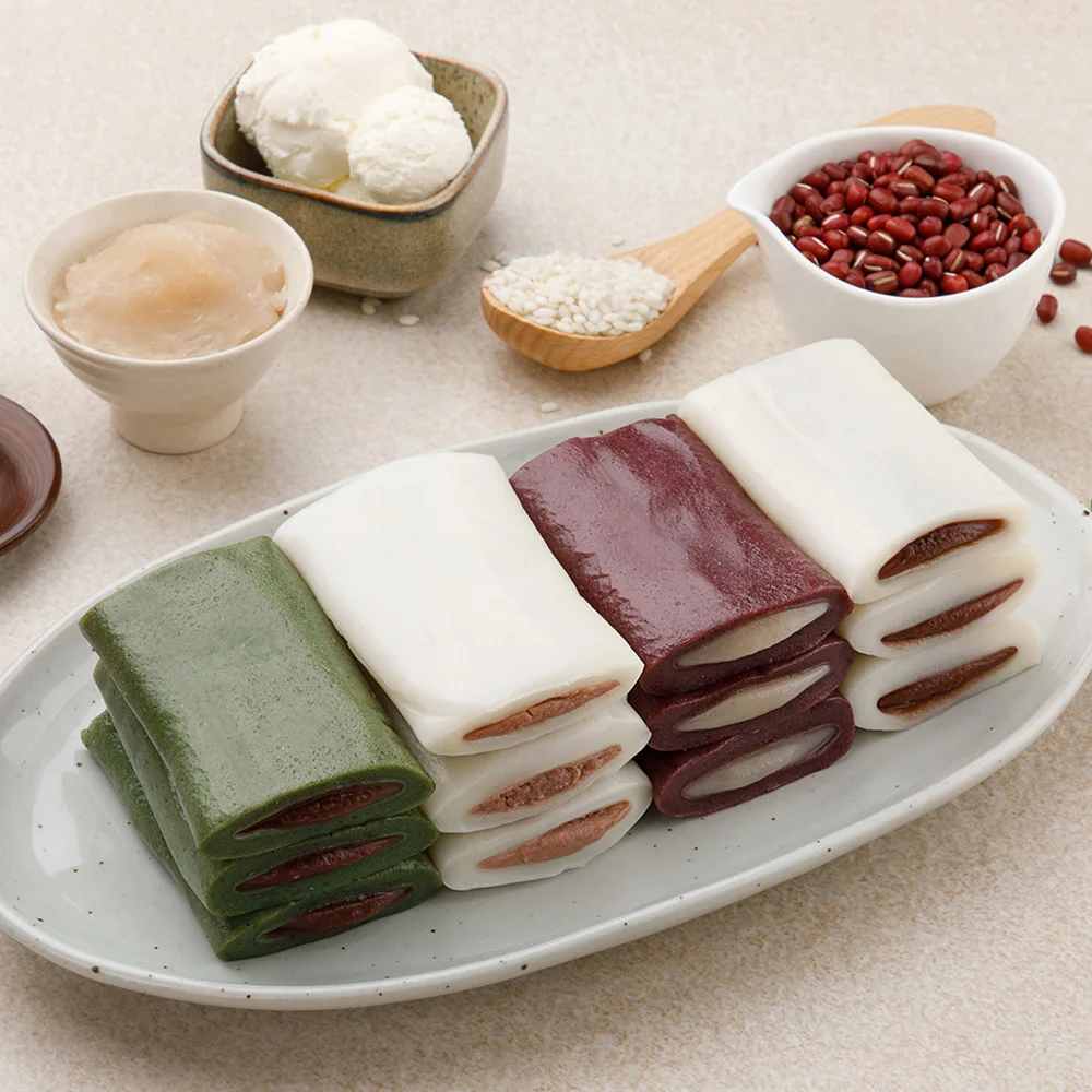 Sirujoa Rice Cake / 720g of Three-Color(Flavor) Paste Rice Cake / Sweet Red Bean Rice Cake Slices / Jeolpyeon / Non-Hardening Rice Cake