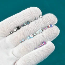 1PC 16g Surgery Steel Round Zircon Opal Rainbow Ear Spiral Tragus Top Upper Ear Stud Labret Earrings Piercing Jewelry