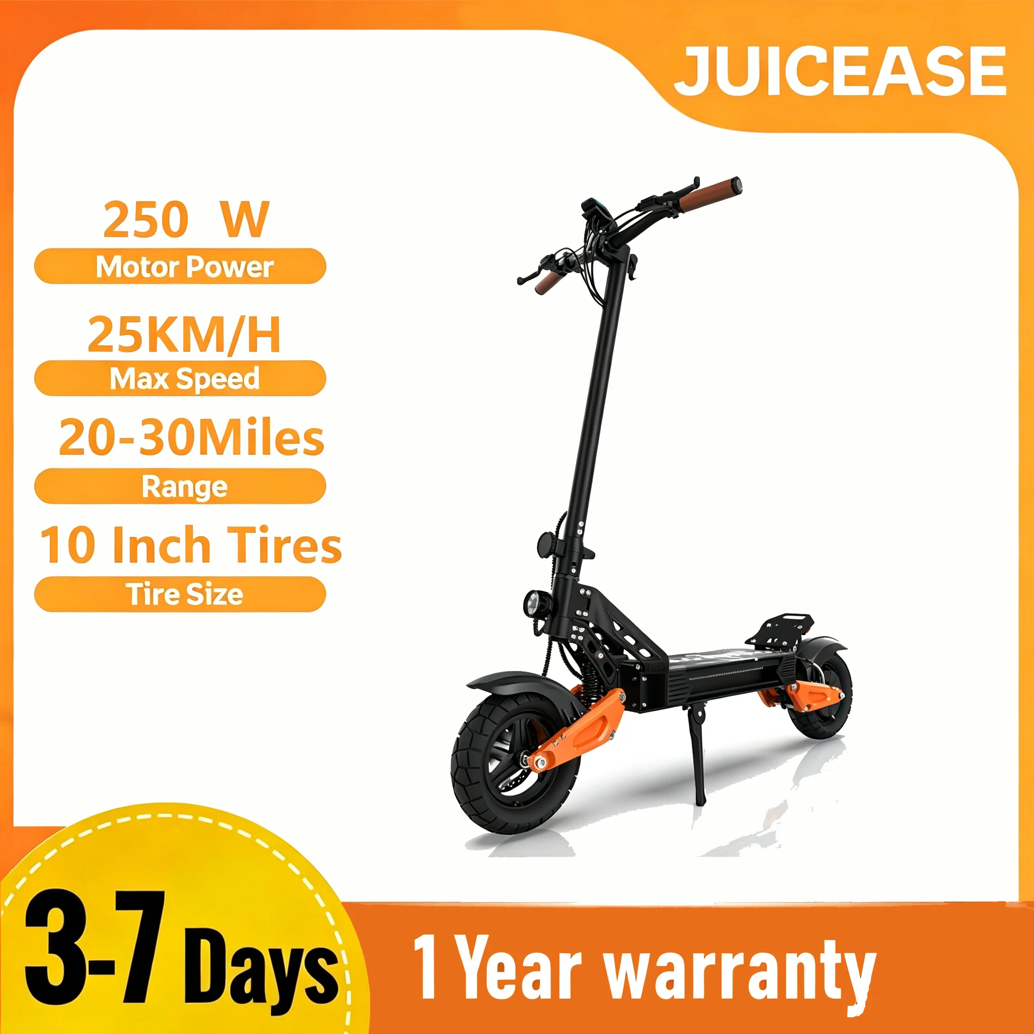 Trottinette électrique JUICEASE P67, autonomie de 20 à 30 miles, moteur puissant de 250 W, vitesse maximale de 25 km/h, trottinette électrique tout-terrain, trottinette électrique pliable, adaptée aux adultes, pour les aventuriers.