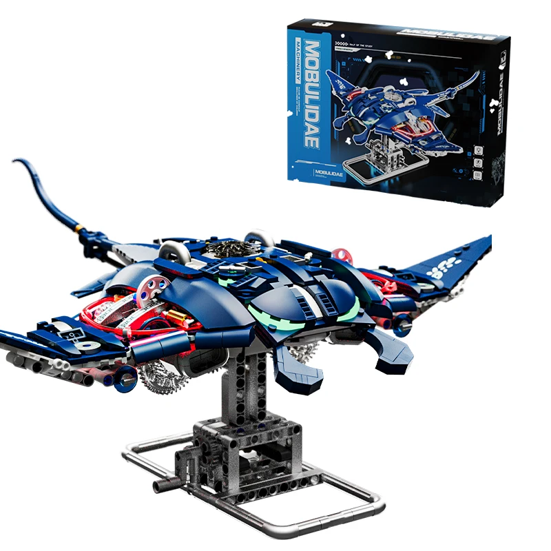 

966+ Pcs 3D Building Blocks Set - Manta Ray Model Bricks, DIY Assembly Kit, Creative Birthday Gift & Display Decor