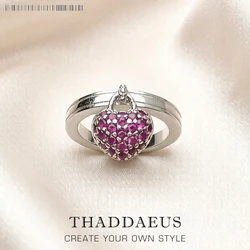 Red Heart Pave Ring,Europe Style Glam Fashion Romantic Good Jewerly For Women Gift In 925 Sterling Silver