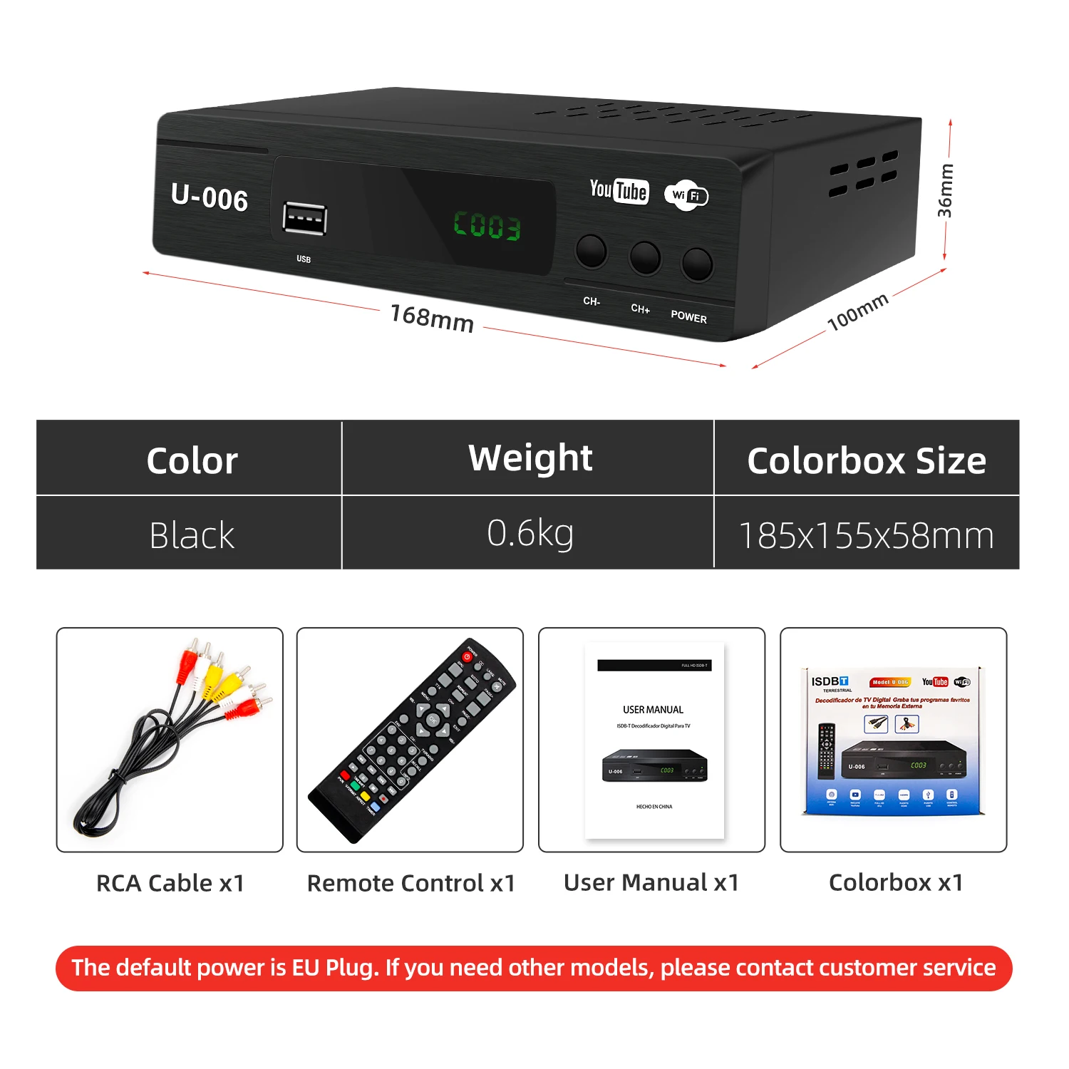 Digital terrestrial ISDB-T decoder ISDB T TV receiver for Chile Brazil VHF/UHF HD 1080P H.264 MPEG-4