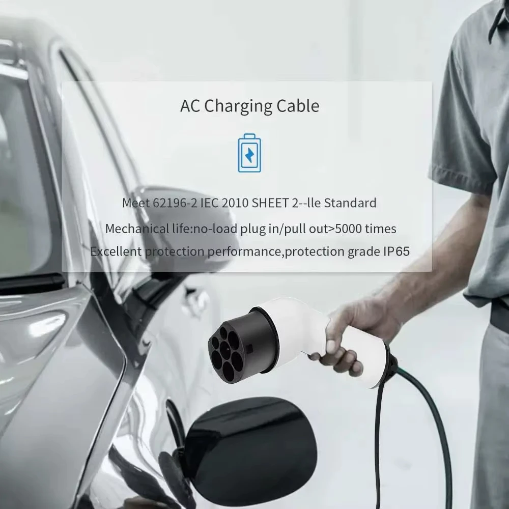 Type2 To Type2 Portable 5M EV Charging Cable 32/16A 3.5/7/11/22KW For EV Cars Full Length 5M With Public Charging Stations