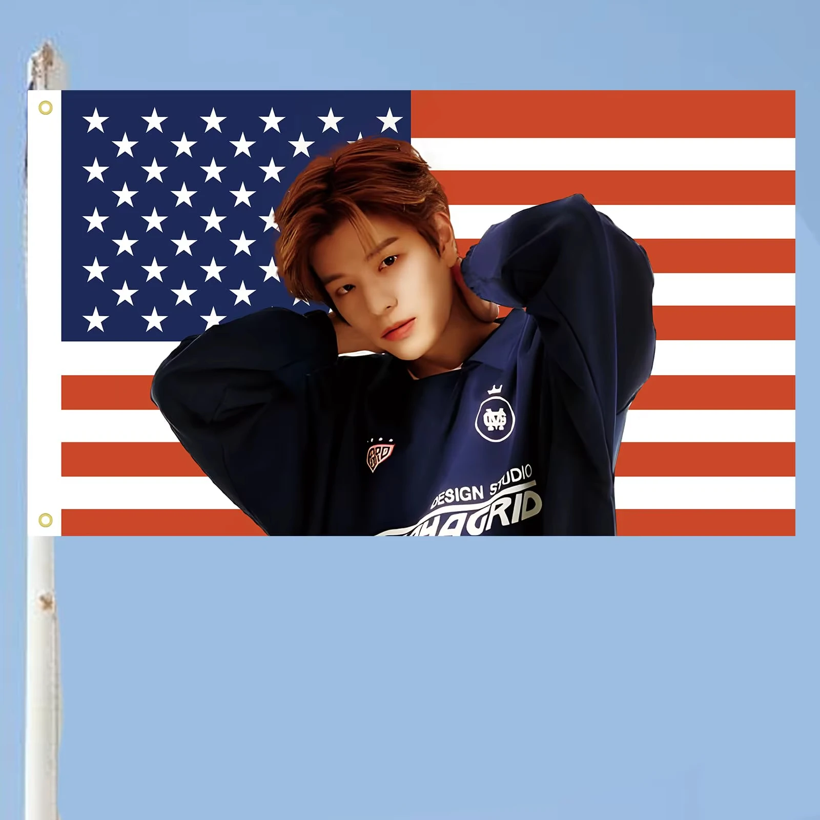 Sungmin Kpop American Flag USA Banner Poster Tapestry Aesthetic Room Wall Art Decor High Quality Bedroom Background Decorations