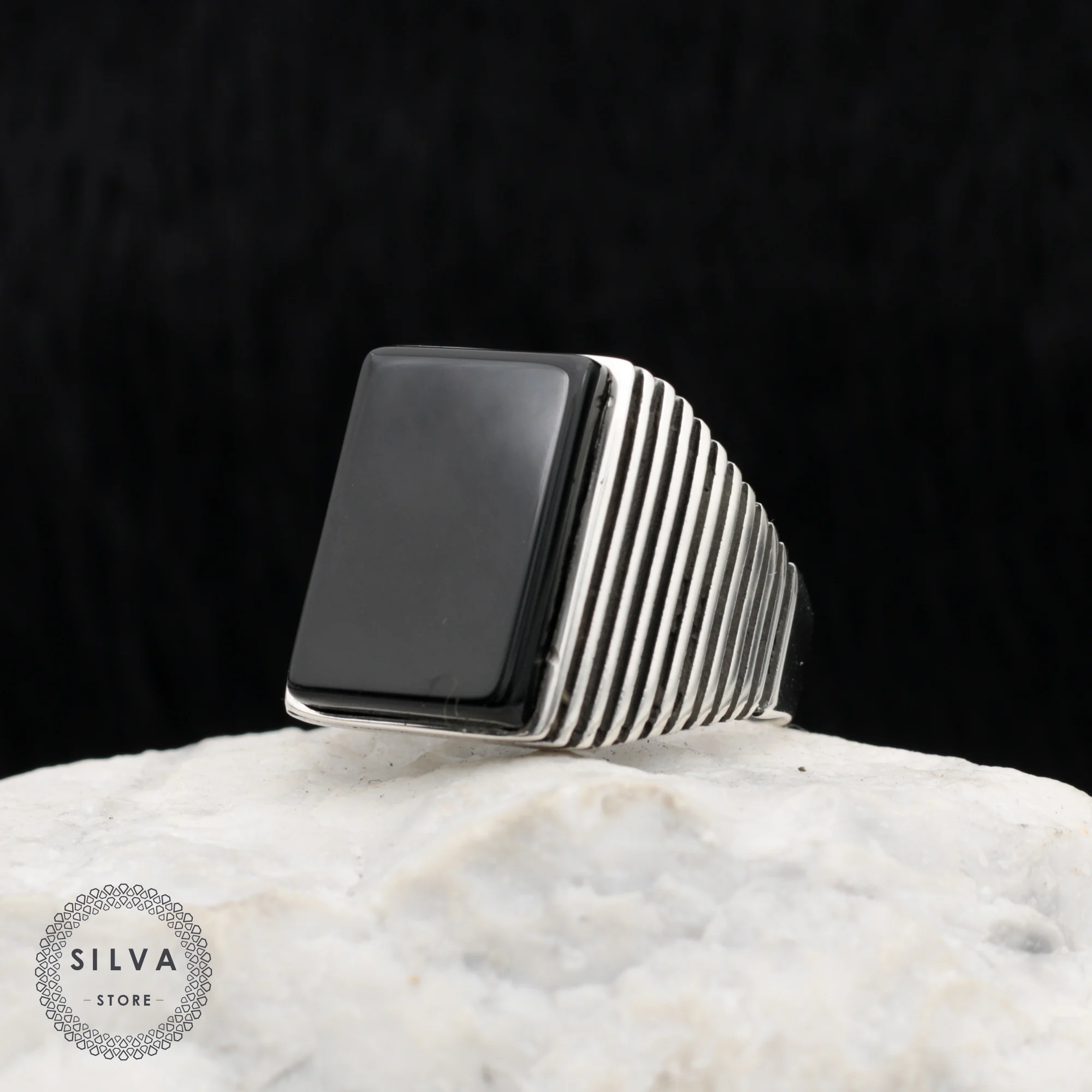 

Pure Sterling 925 Silver Men's Ring With Onyx Stone Man Jewellery Stamped With Silver Stamp 925 All Size Are Available