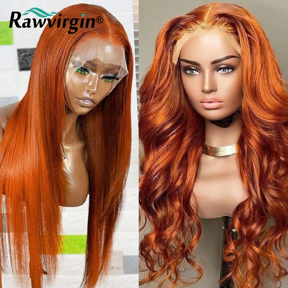 Ginger Orange 13x4 Lace Front Wigs For Women Body Wave Wig Human Hair Wigs Ginger Colored Transparent Lace 180%