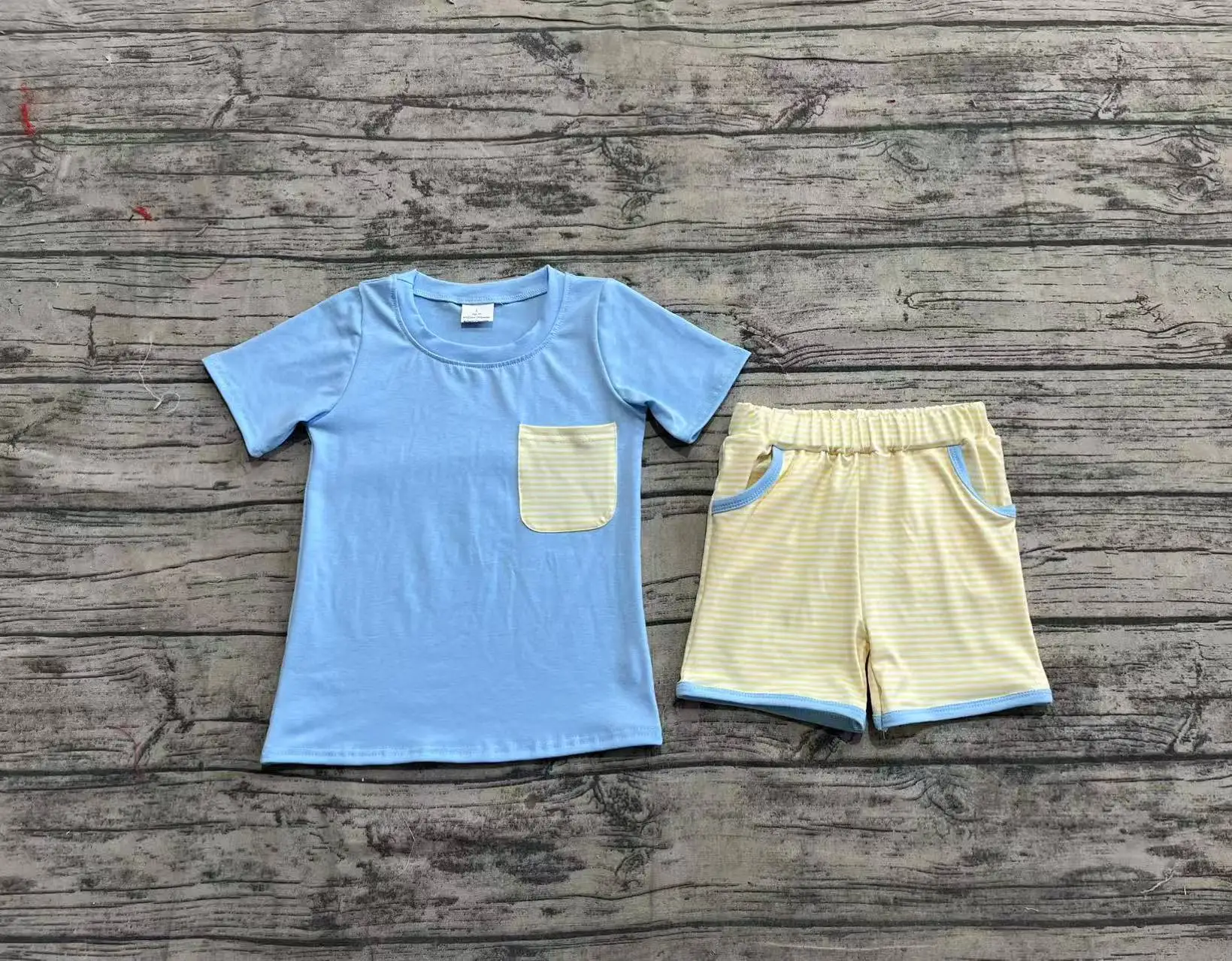 

3.21 BSSO1393 No Moq PRE-ORDER Baby Boys Clothes Short Sleeve Top With Shorts Set Kids Summer Outfits